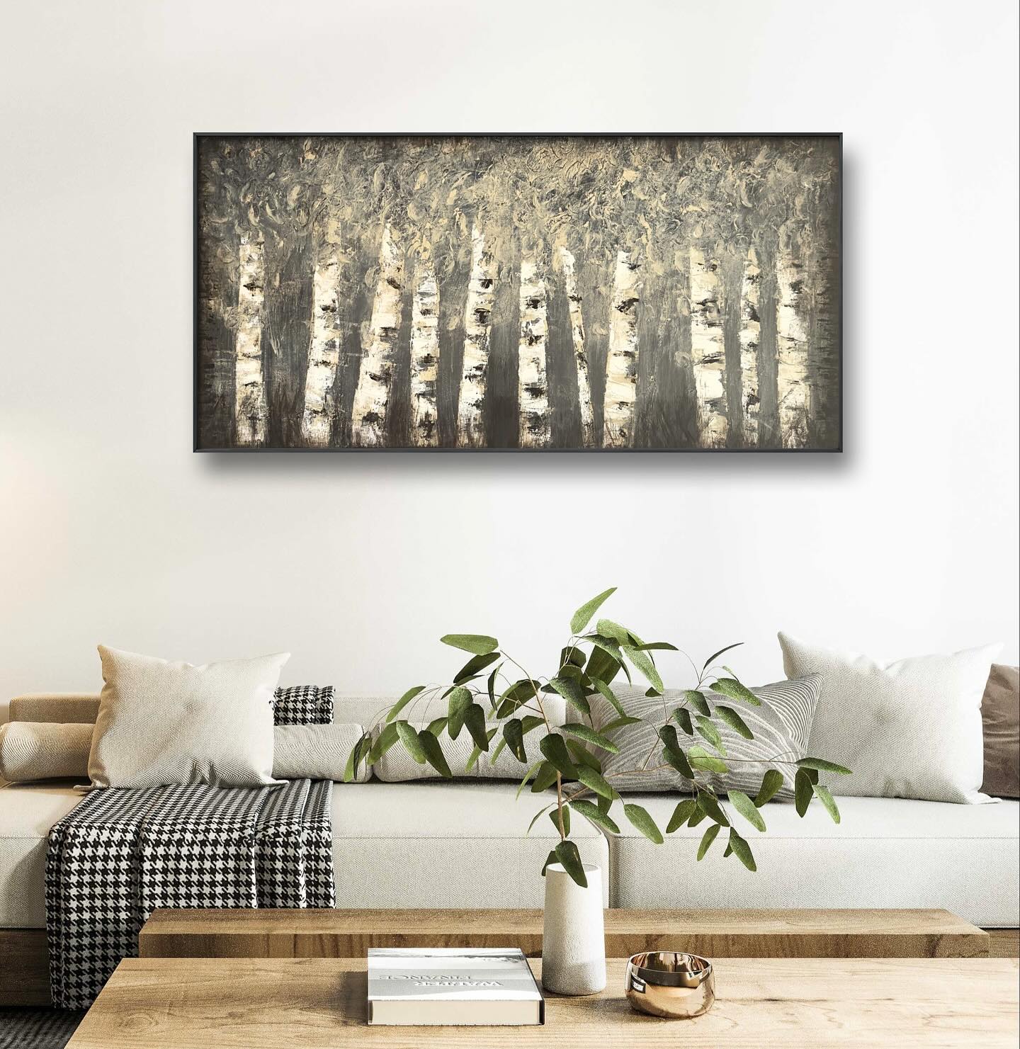 Birch forest abstract painting by Roland Calix