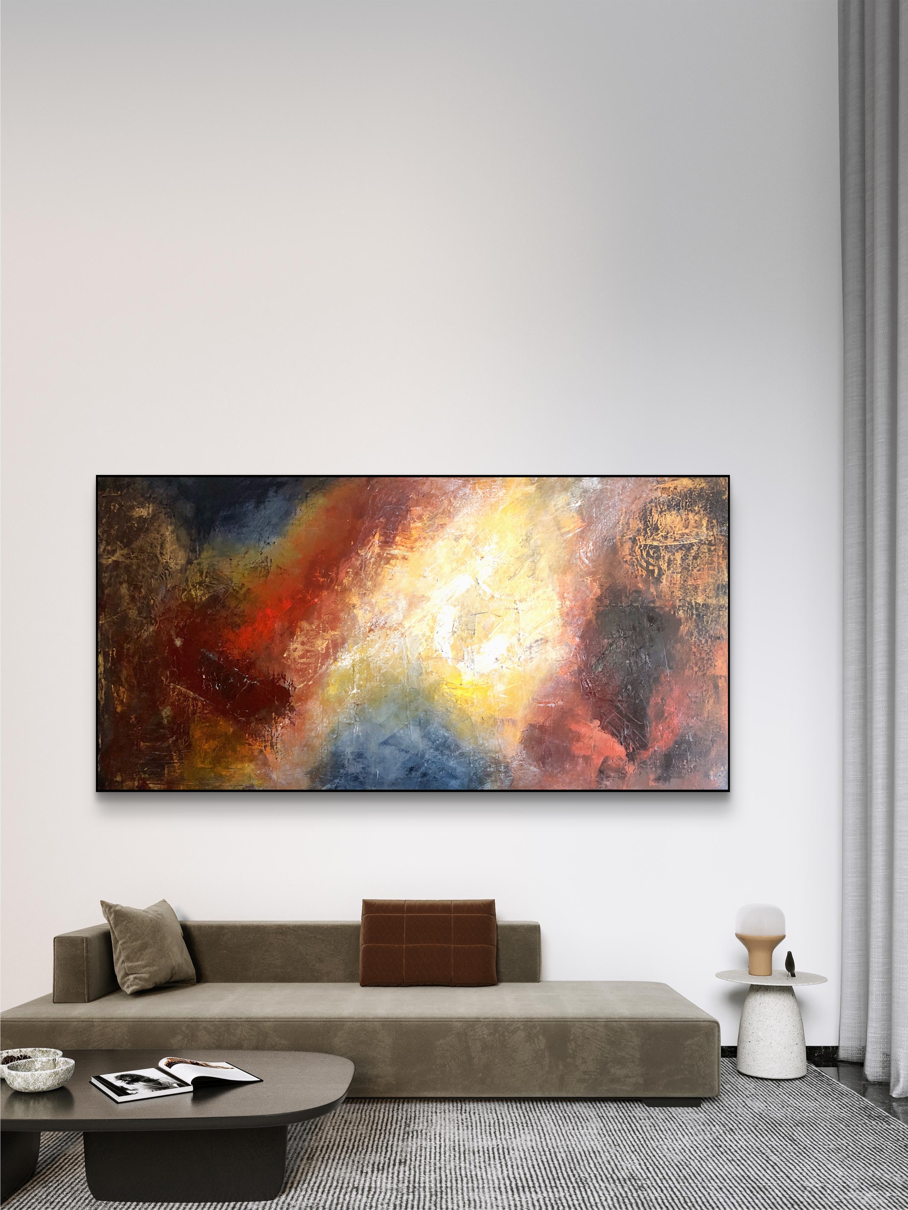 Warm textured abstract painting by Roland Calix