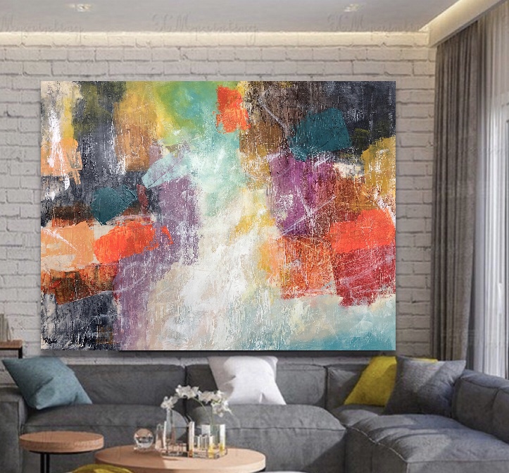Mosaic color abstract painting by Roland Calix